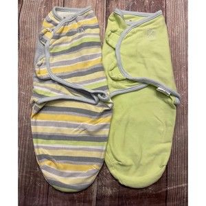 Two SwaddleMe Swaddle Me Green & Yellow Baby Swaddles, Size Small/Medium